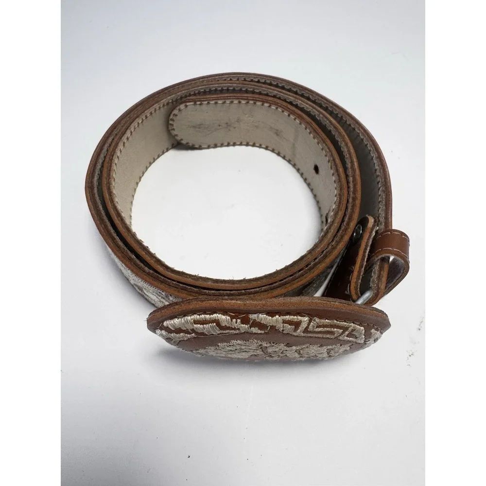 Western Piteado Style Belt & Holster Horse & Steer Embroidered Set